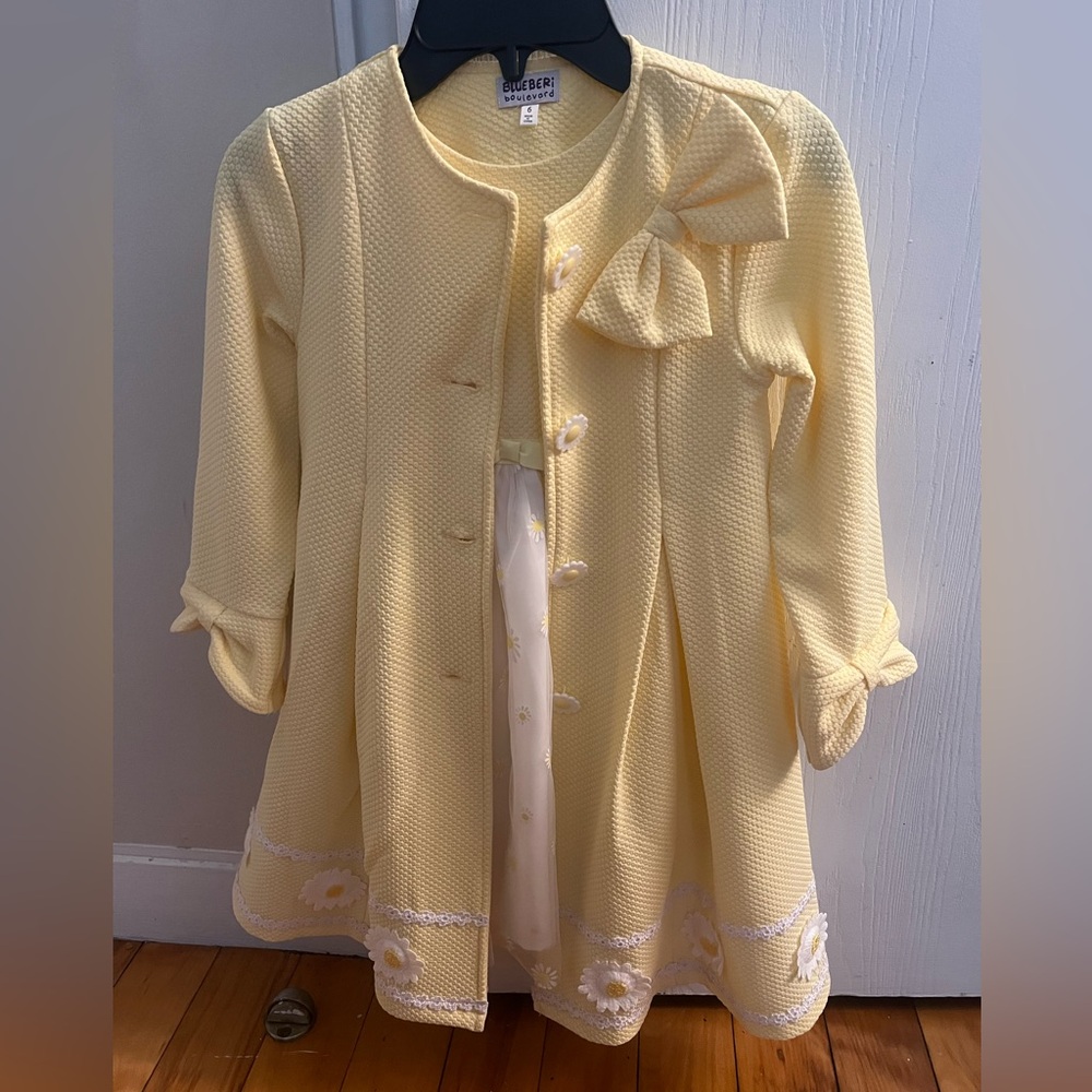 Yellow floral dress with jacket